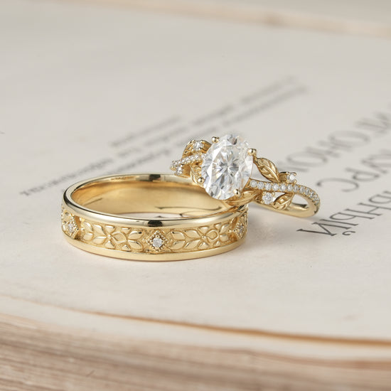 Oval-cut Moissanite Couple Ring Set-Forever Pair