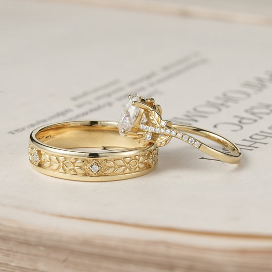 Oval-cut Moissanite Couple Ring Set-Forever Pair