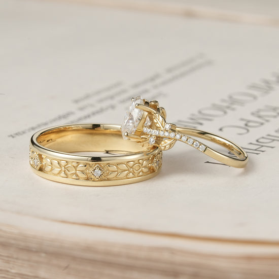 Moissanite Couple Ring Set