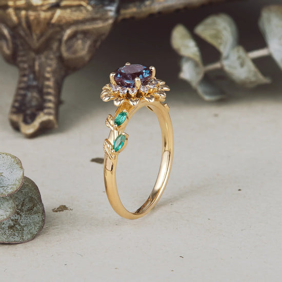 Sunflower Inspired Engagement Ring - GemsMagic - GemsMagic