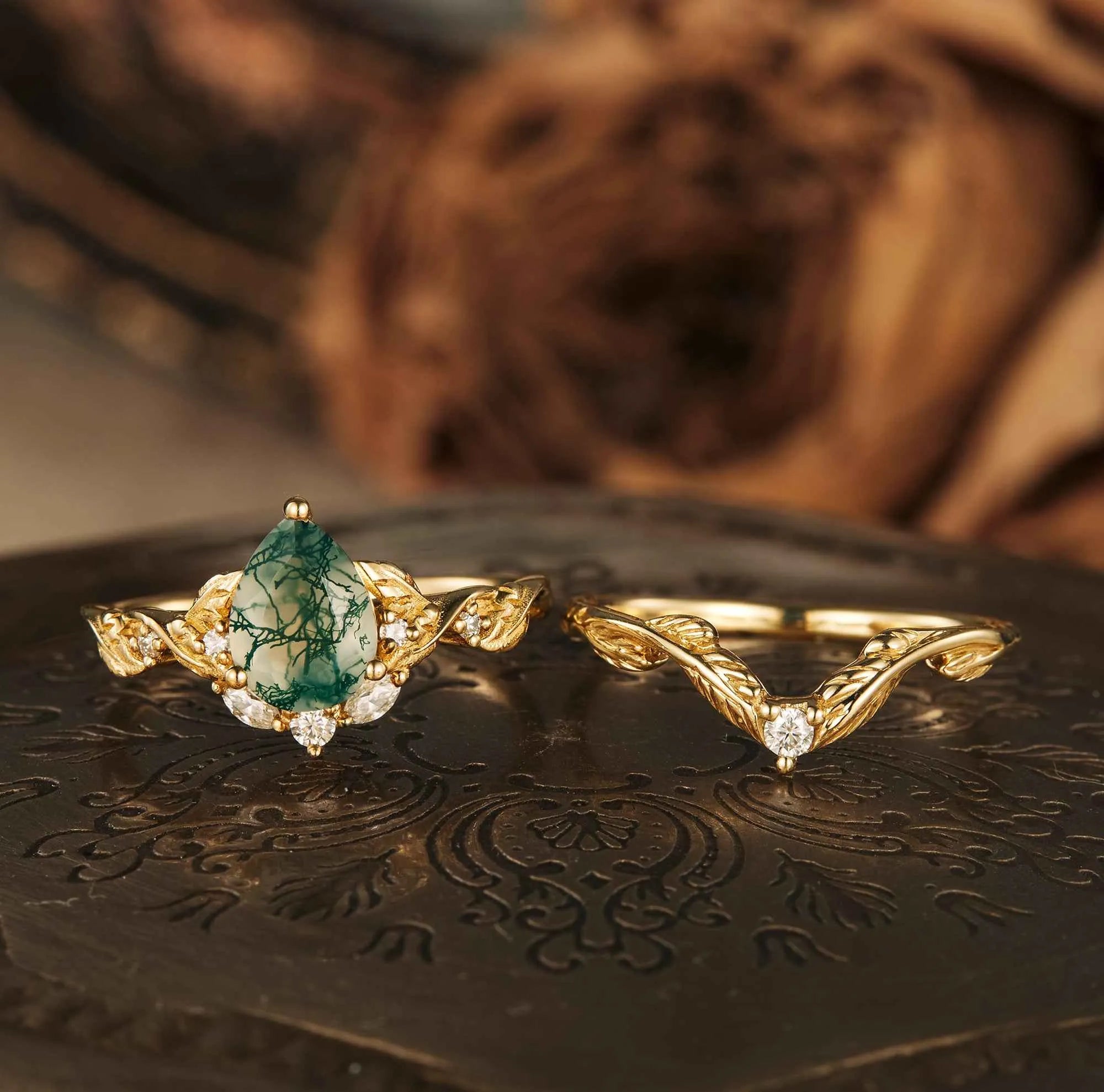 Sweet Potato Vine Inspired Ring Set 2pcs - GemsMagic - GemsMagic