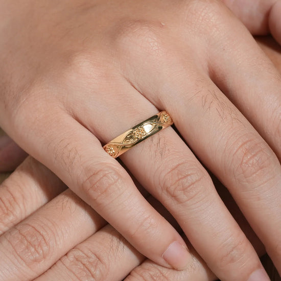 Thorned Rose: Elegant Floral Vine Wedding Band - Jasper - GemsMagic