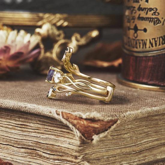 Three - Stone Symphony of Alexandrite and Moissanite | Adonis - GemsMagic