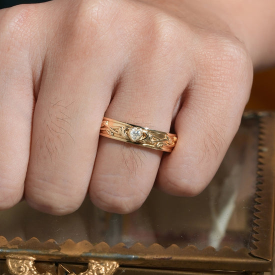 Timeless Romance: Heart - Shaped Moissanite Leaf Band - Caleb - GemsMagic