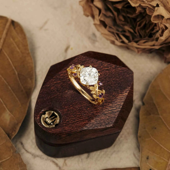 Trifolium Pratense Inspired Moissanite Engagement Ring - GemsMagic - GemsMagic