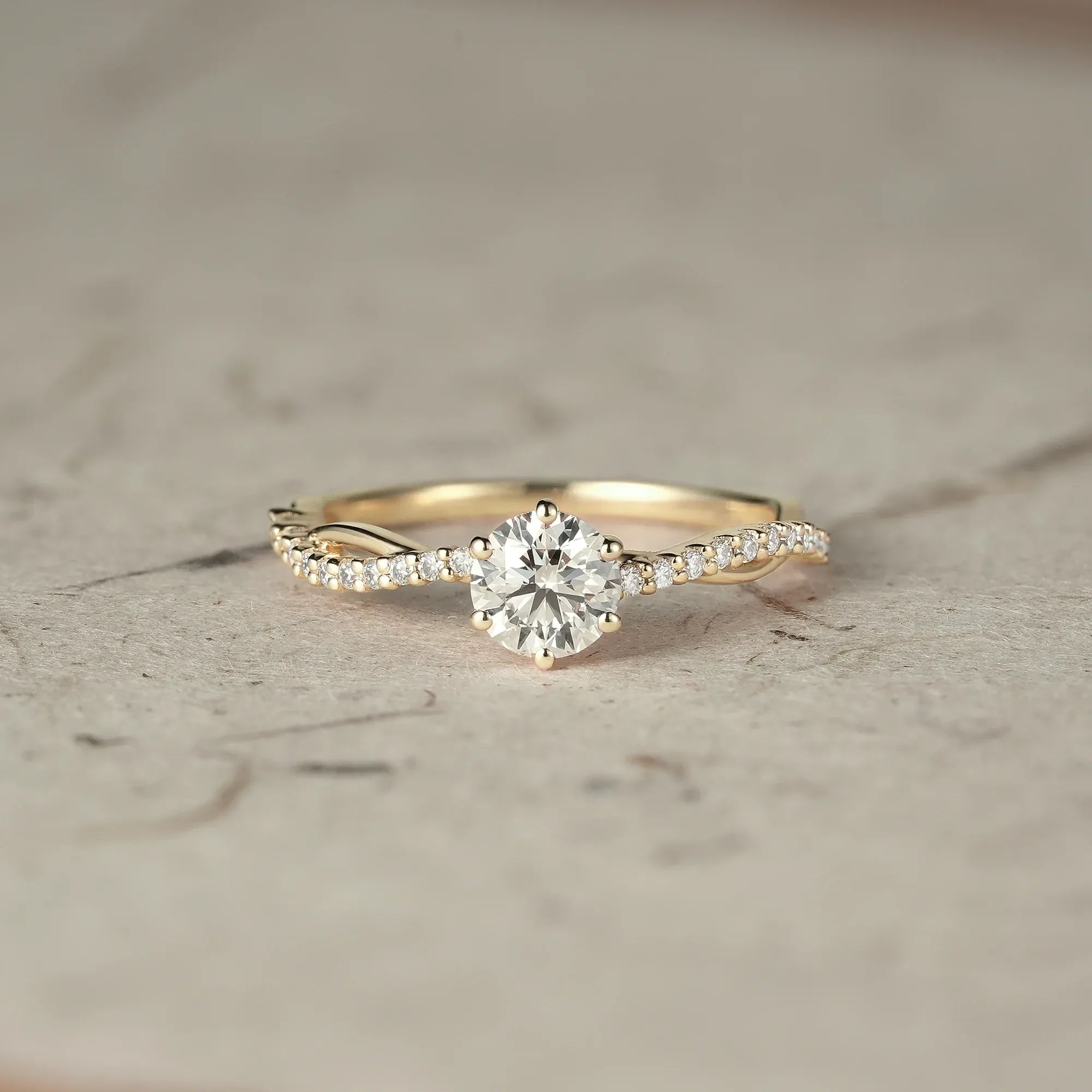 Twist Solitaire Lab Grown Diamond Engagement Ring - Lena - GemsMagic