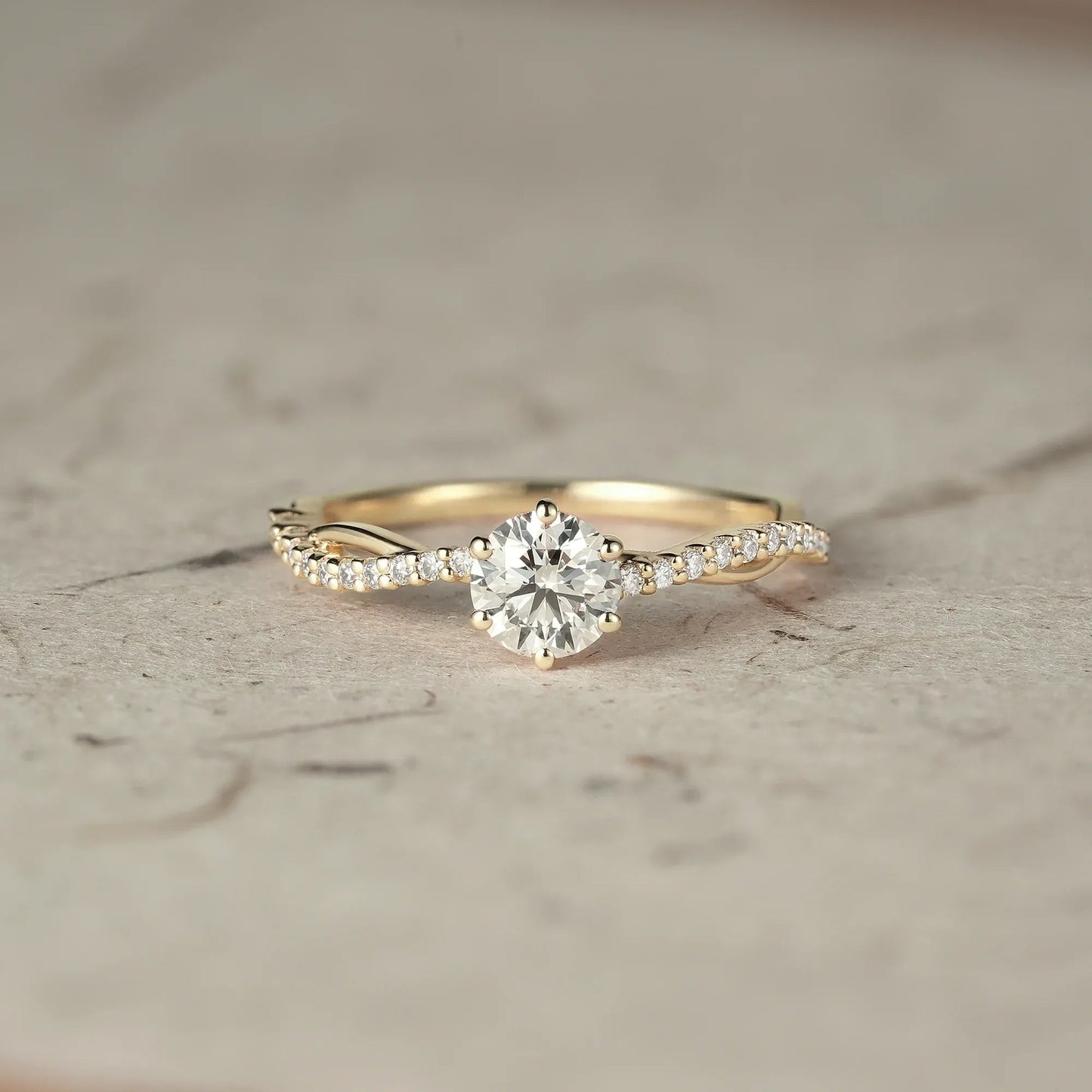 Twist Solitaire Lab Grown Diamond Engagement Ring - Lena - GemsMagic