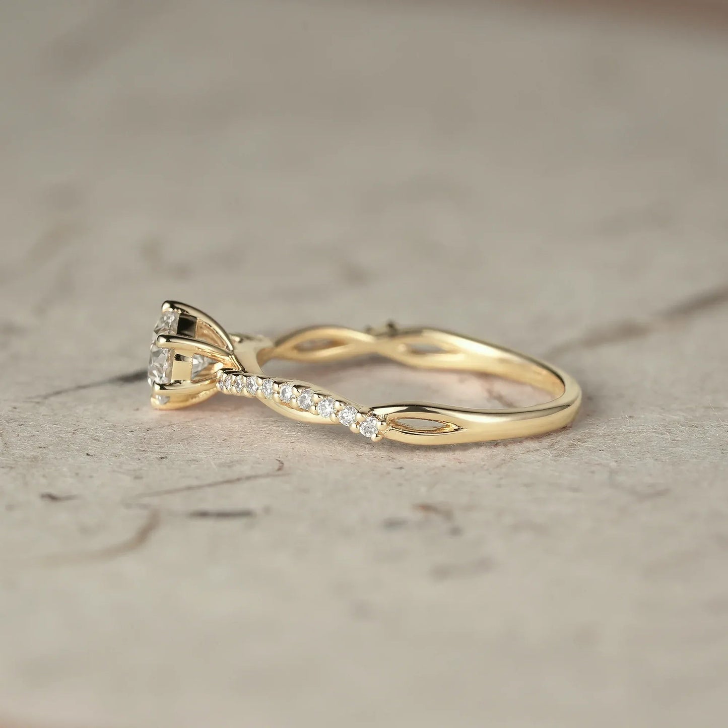 Twist Solitaire Lab Grown Diamond Engagement Ring - Lena - GemsMagic