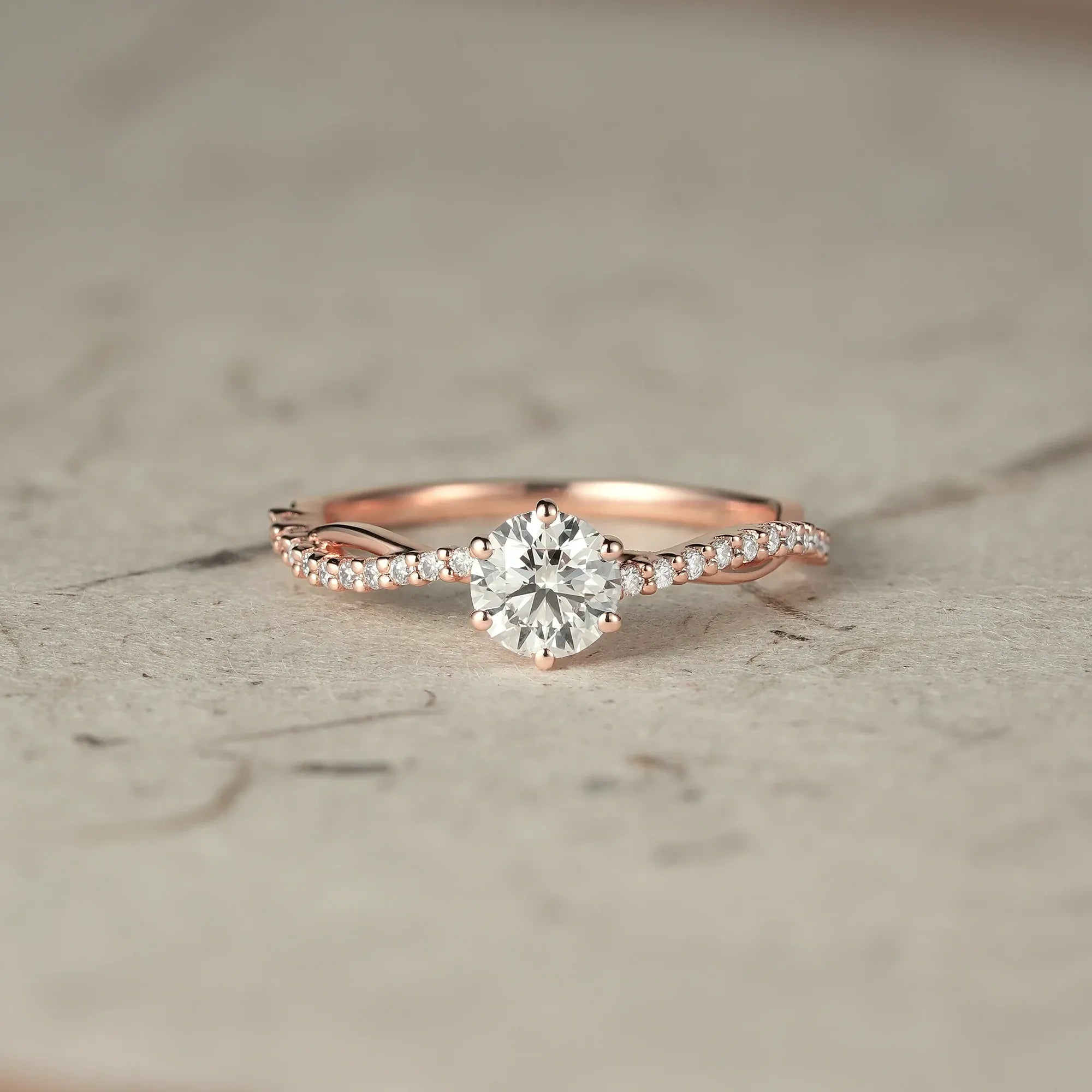 Twist Solitaire Lab Grown Diamond Engagement Ring - Lena - GemsMagic