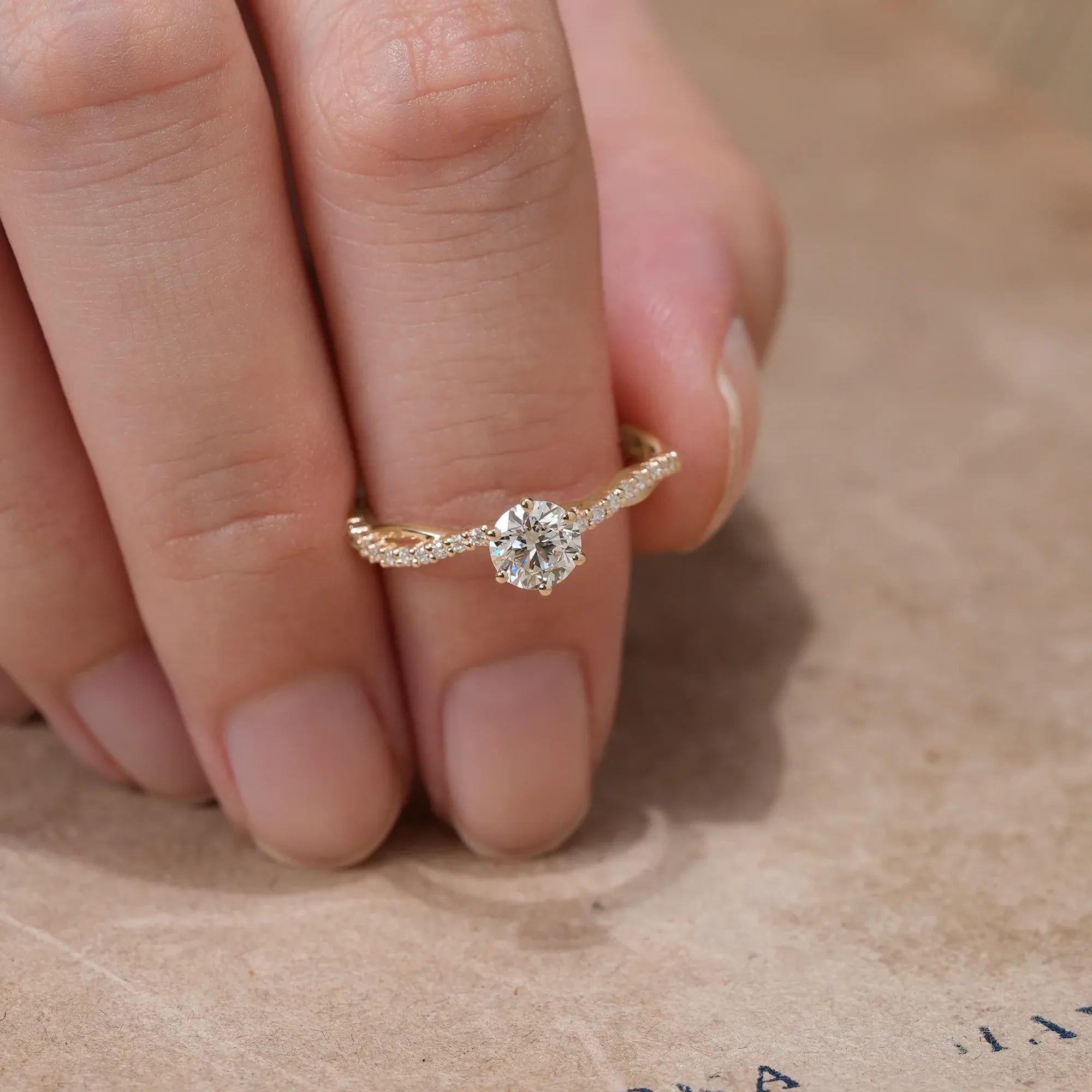 Twist Solitaire Lab Grown Diamond Engagement Ring - Lena - GemsMagic