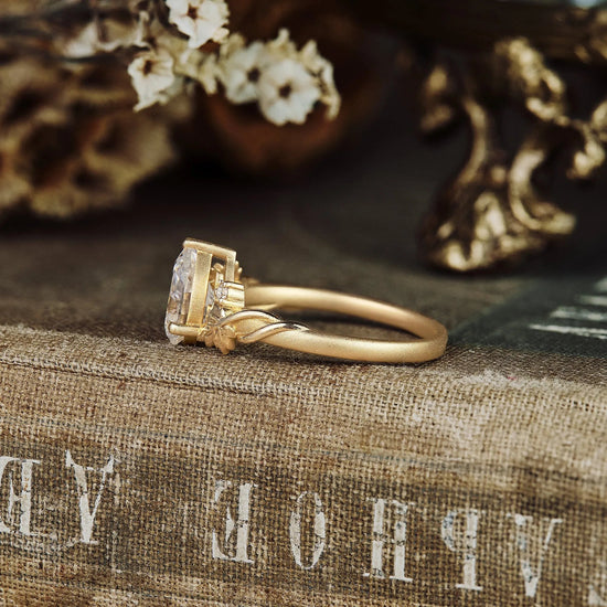 Two - sycamore - leaf Inspired Moissanite Engagement Ring - GemsMagic - GemsMagic