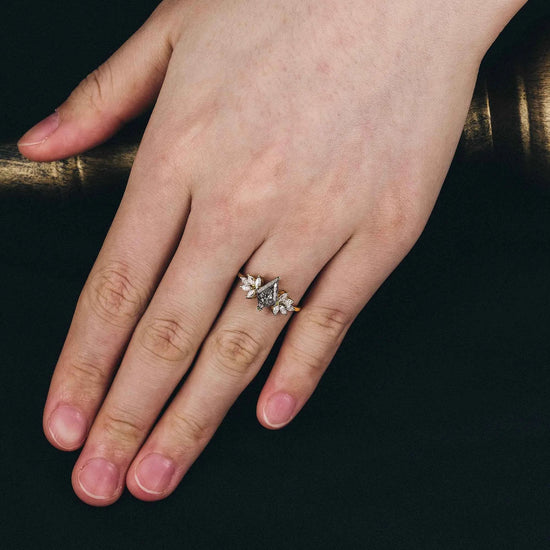 Unique Kite Shaped Black Rutilated Quartz Engagement Ring - GemsMagic - GemsMagic