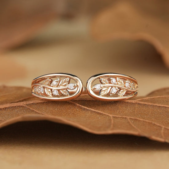 Unique Leaf Moissanite Wedding Band - Dorothea - GemsMagic