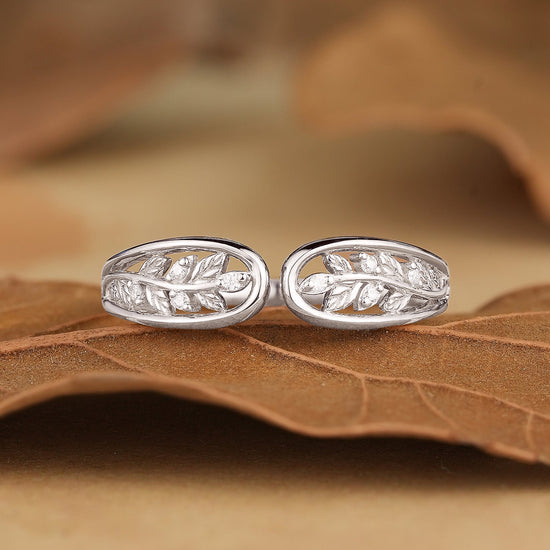 Unique Leaf Moissanite Wedding Band - Dorothea - GemsMagic