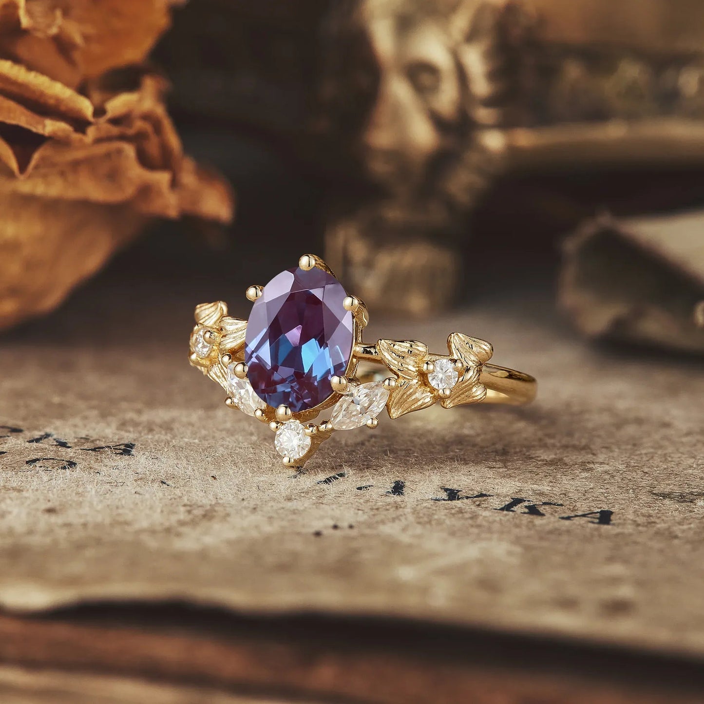 V - Shaped Alexandrite Engagement Ring - Scarlett - GemsMagic