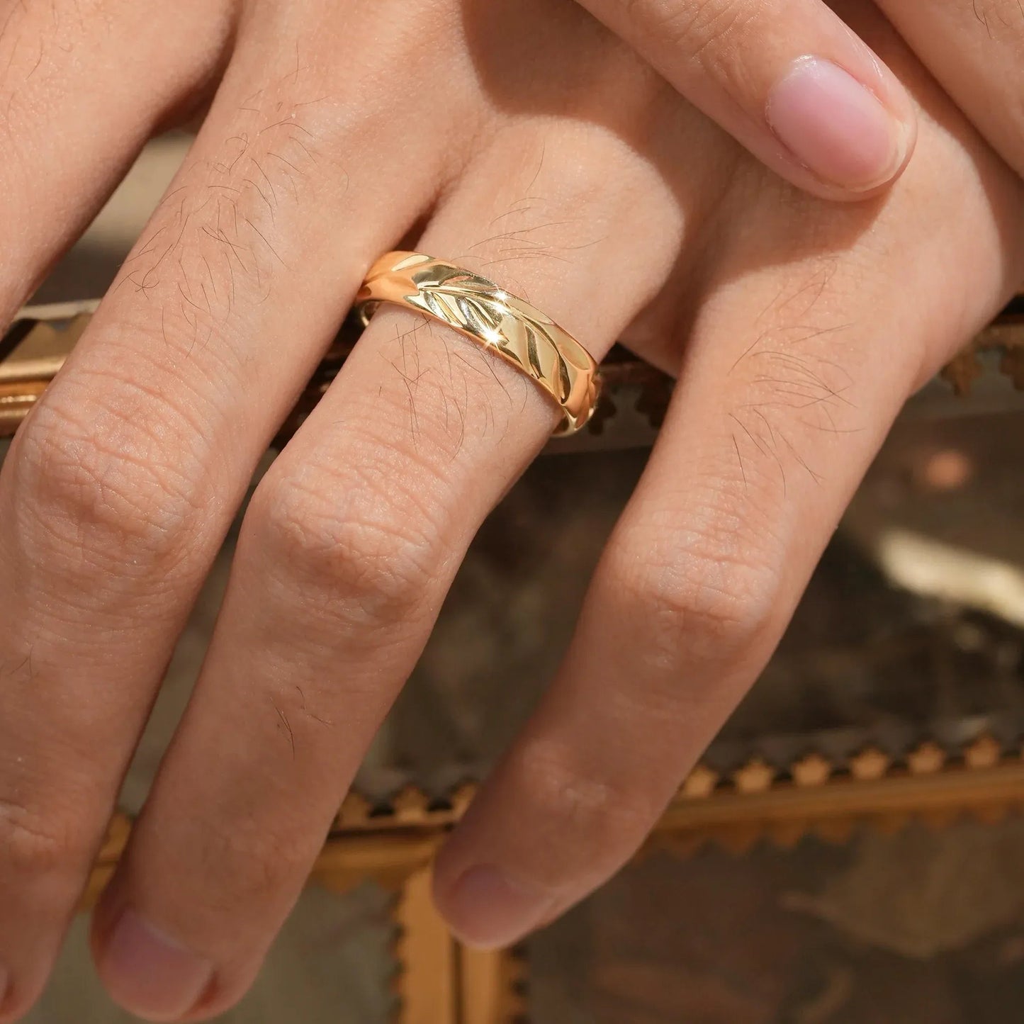 Vintage Men's Leaf Band - Samuel - GemsMagic