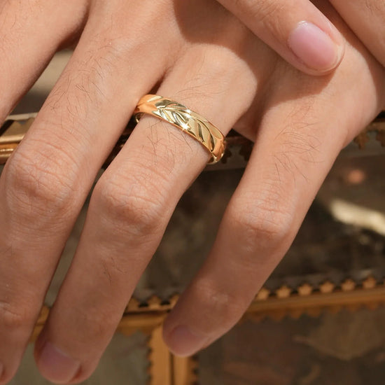 Vintage Men's Leaf Band - Samuel - GemsMagic