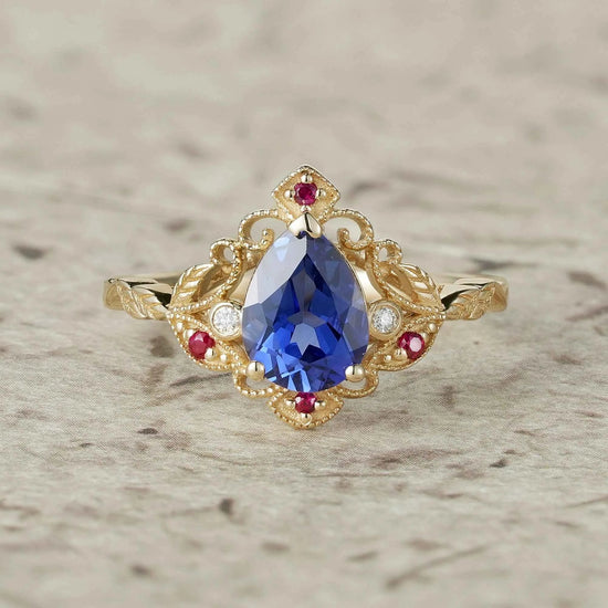 Vintage Milgrain Cornflower Sapphire Engagement Ring - Orabelle - GemsMagic