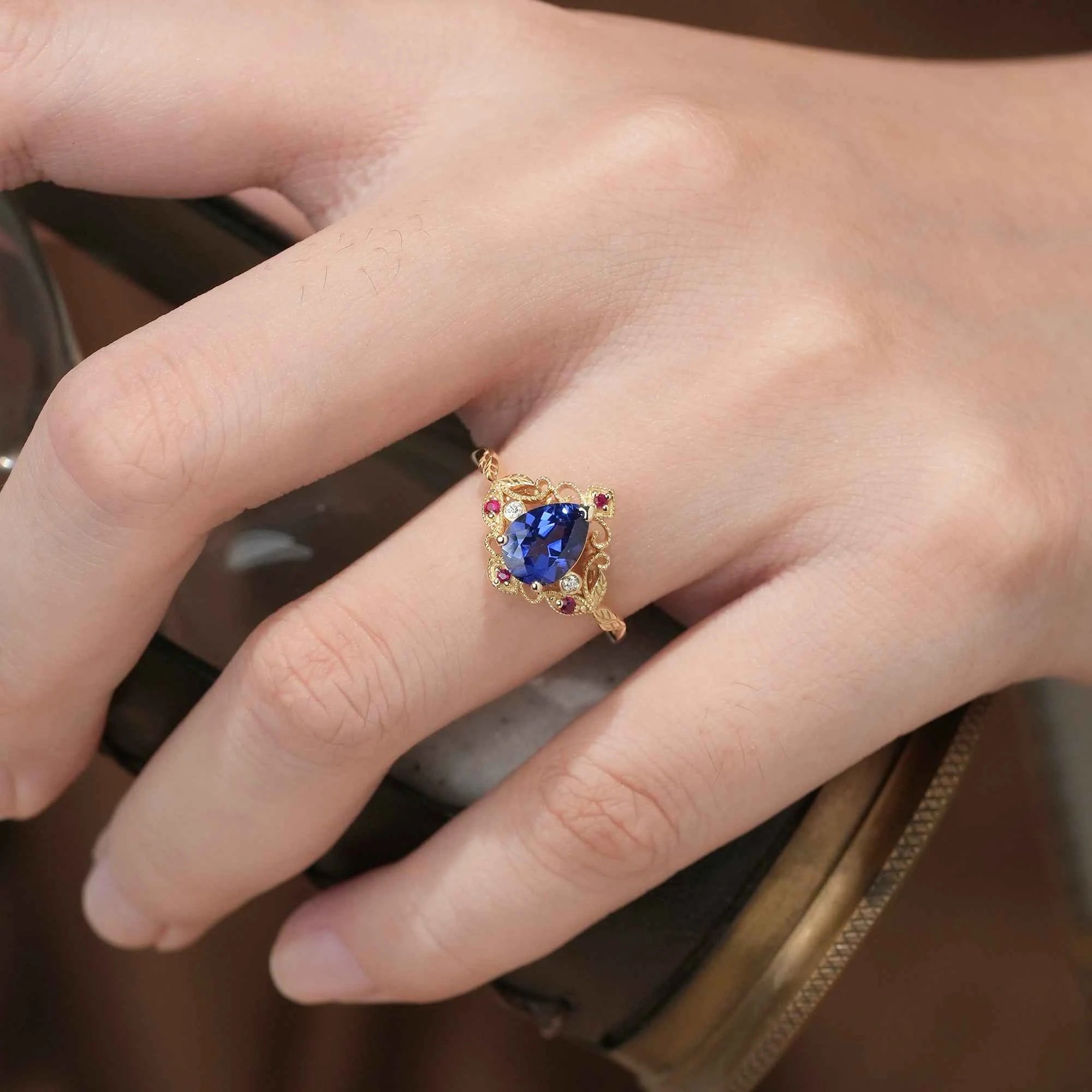 Vintage Milgrain Cornflower Sapphire Engagement Ring - Orabelle - GemsMagic