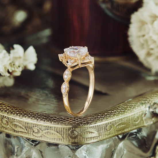 Vintage Pear Moissanite Engagement Ring - GemsMagic - GemsMagic