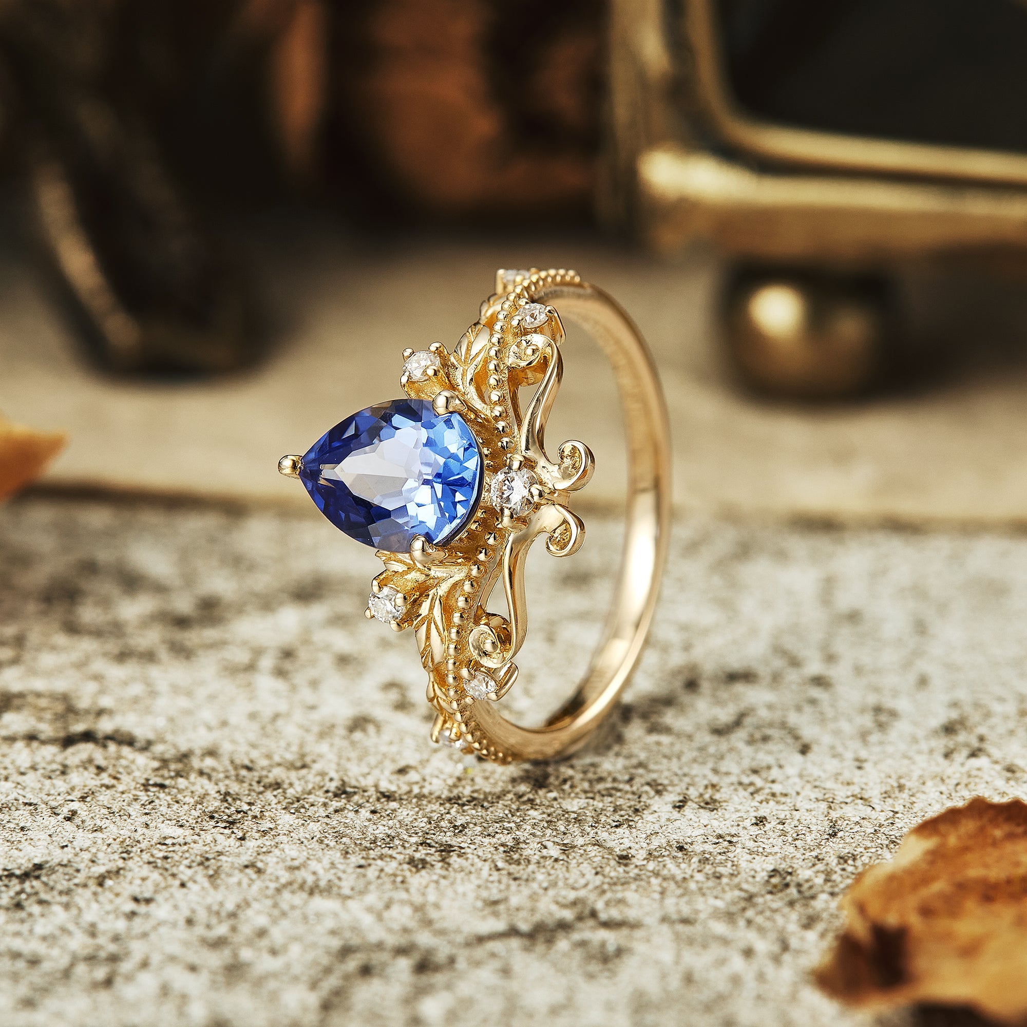 Vintage Sapphire Engagement Ring - Stella - GemsMagic