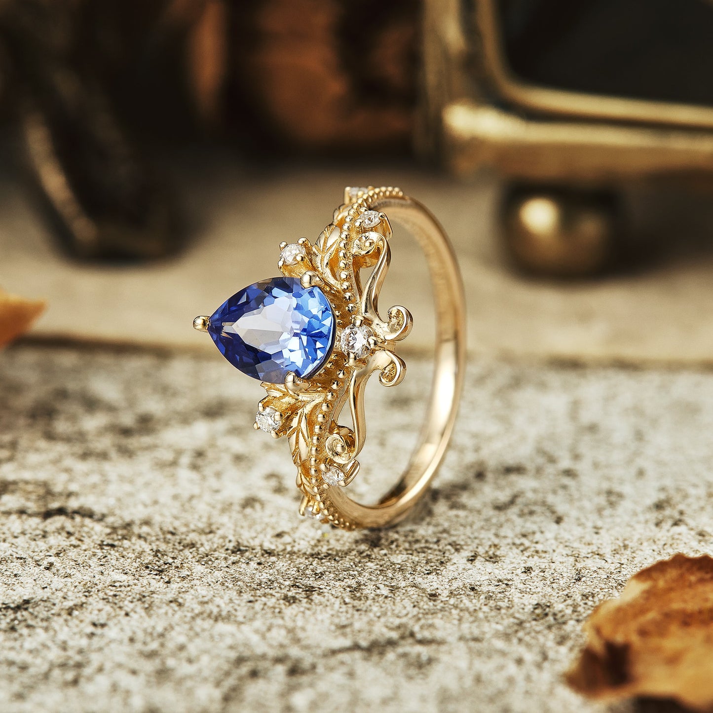 Vintage Sapphire Engagement Ring - Stella - GemsMagic
