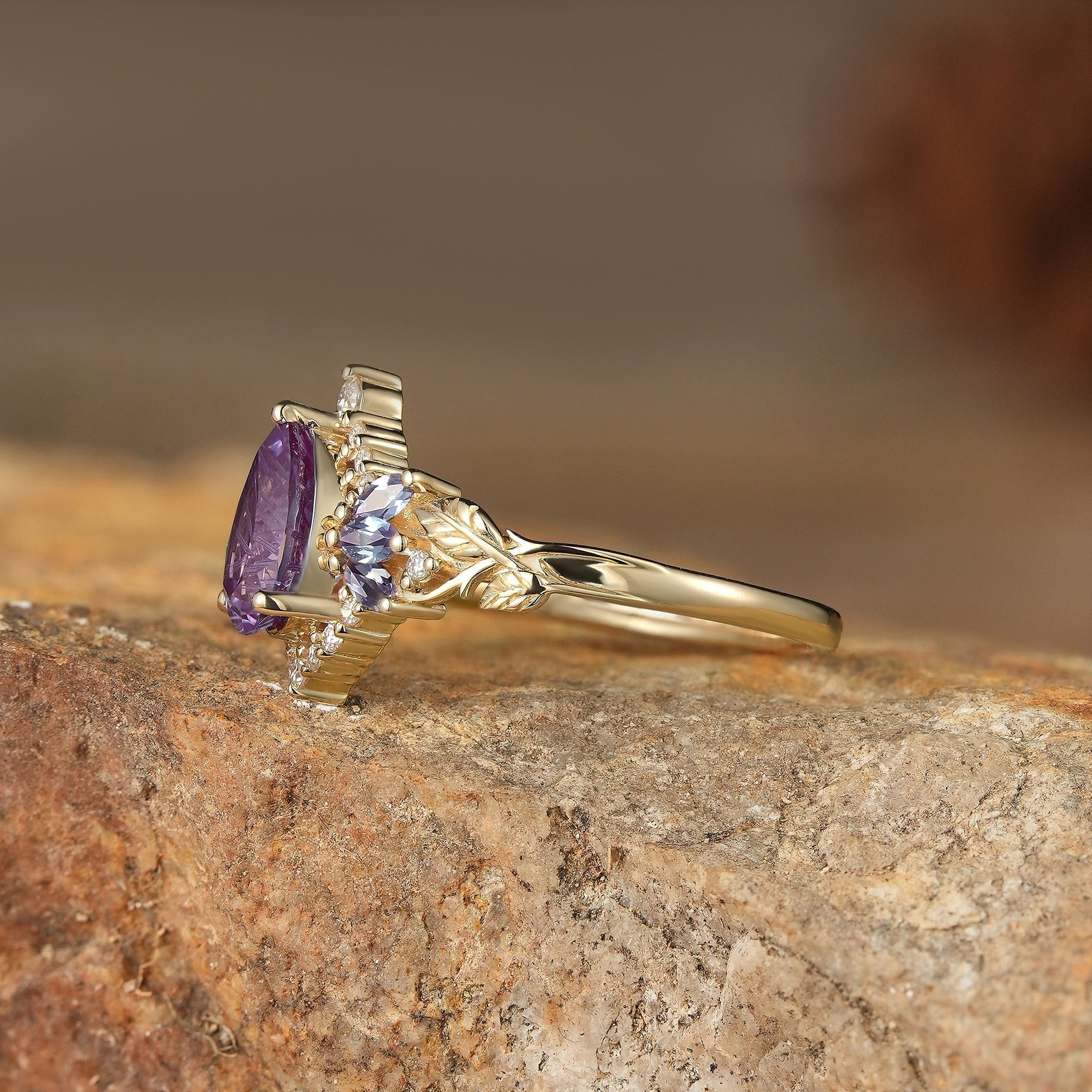 Vintage Sparkle Cut Alexandrite Halo Engagement Ring - Rowan - GemsMagic