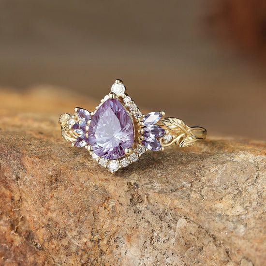 Vintage Sparkle Cut Alexandrite Halo Engagement Ring - Rowan - GemsMagic