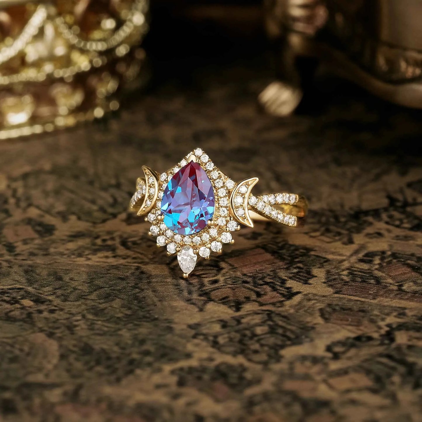 Moon Inspired Alexandrite Ring