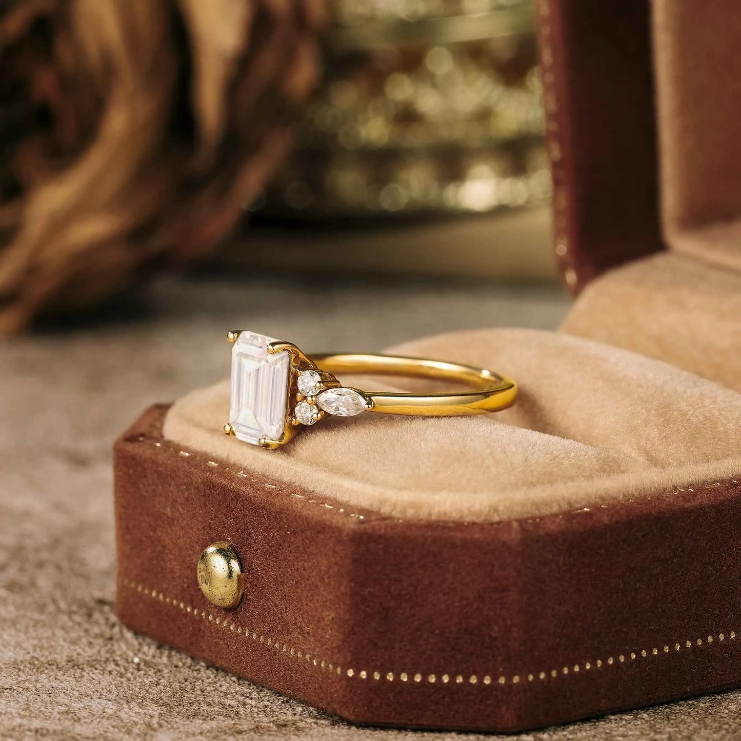 Emerald Cut Moissanite Ring
