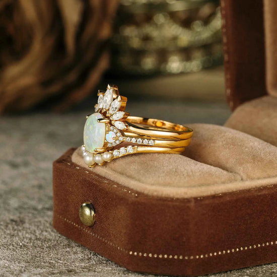Bangkok Impressionist Inspired Design Opal Ring Set