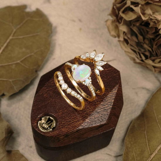 Bangkok Impressionist Inspired Design Opal Ring Set