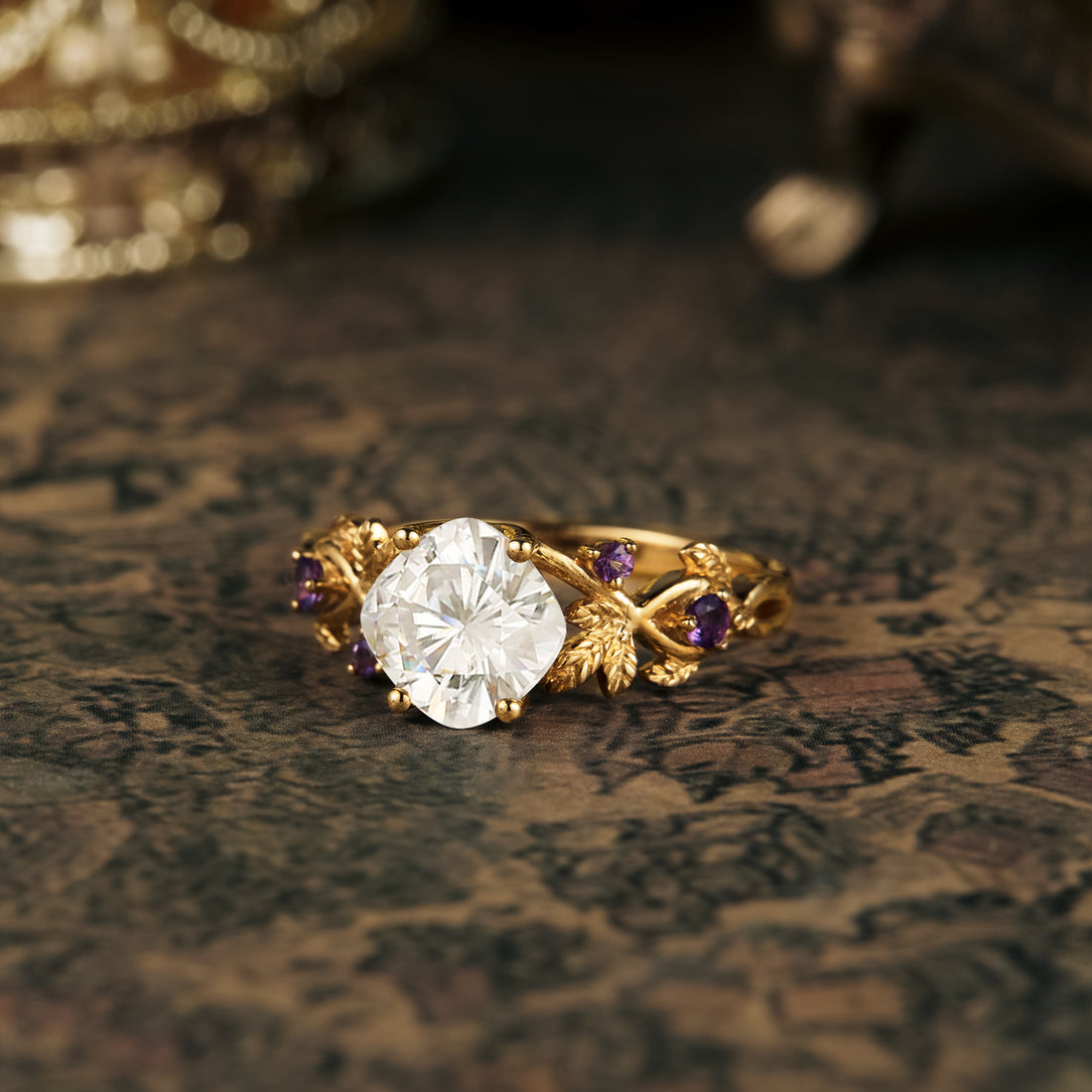 gold moissanite engagement rings