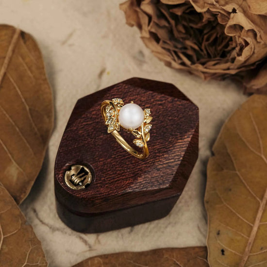 Moonlight Flower Inspired Akoya Pearl Ring