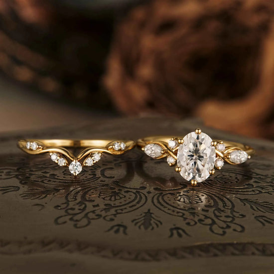 Honeysuckle Inspired Moissanite Ring Set