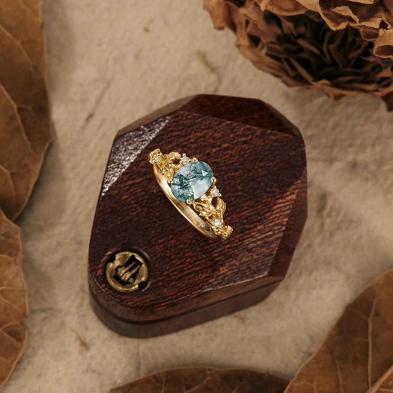 Moss Agate Engagement Ring