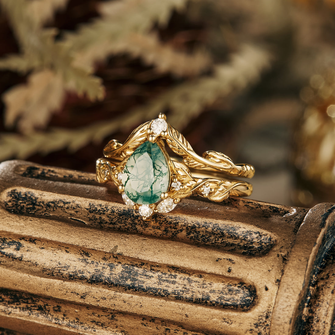 leaf inspired rings