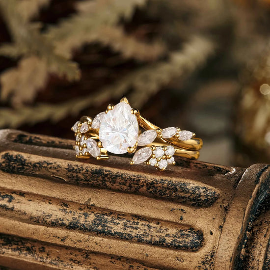 Marquise Moissanite Twisted Ring Set