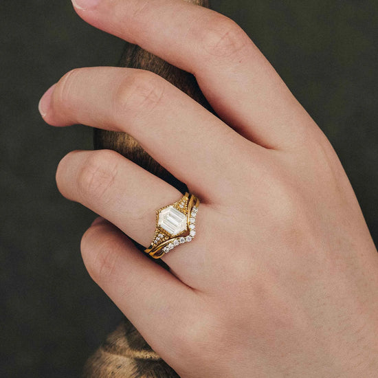 Exclusive Long-hexagon Moissanite Ring Set