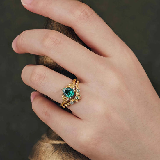 African Violet Inspired Engagement Ring Set