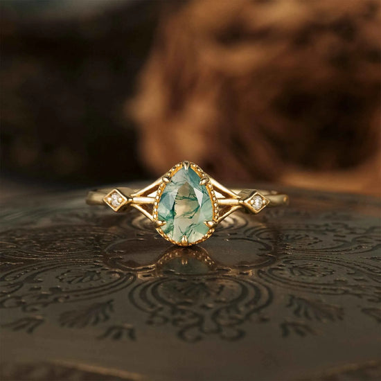 Moss Agate Engagement Ring