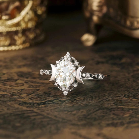 Oval Cut Moissanite White Gold Engagement Ring