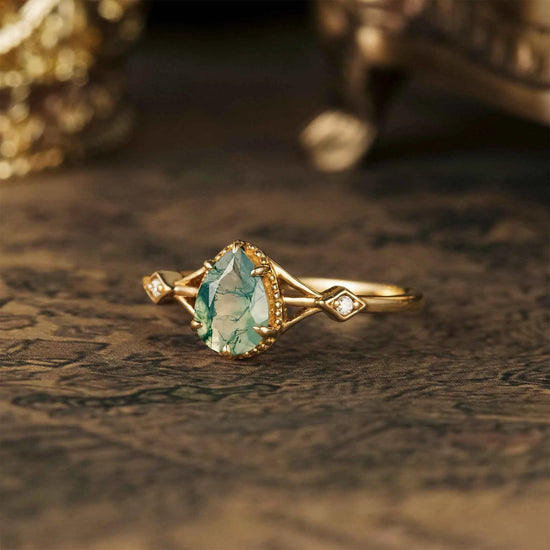 Moss Agate Engagement Ring