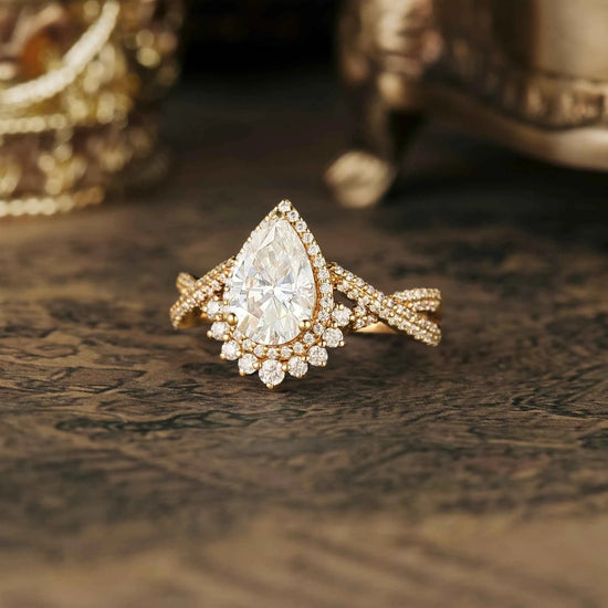 Pear Cut Moissanite Engagement Ring