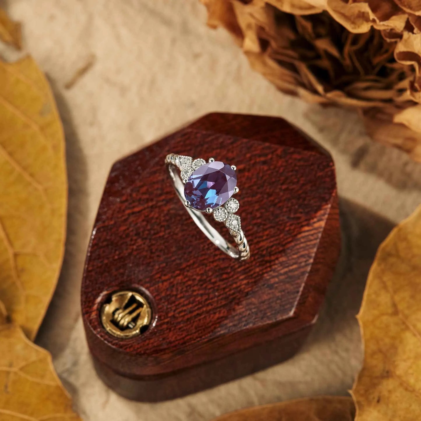 Oval Alexandrite Twisted Engagement Ring
