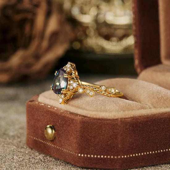 Pear Cut Alexandrite Twisted Engagement Ring