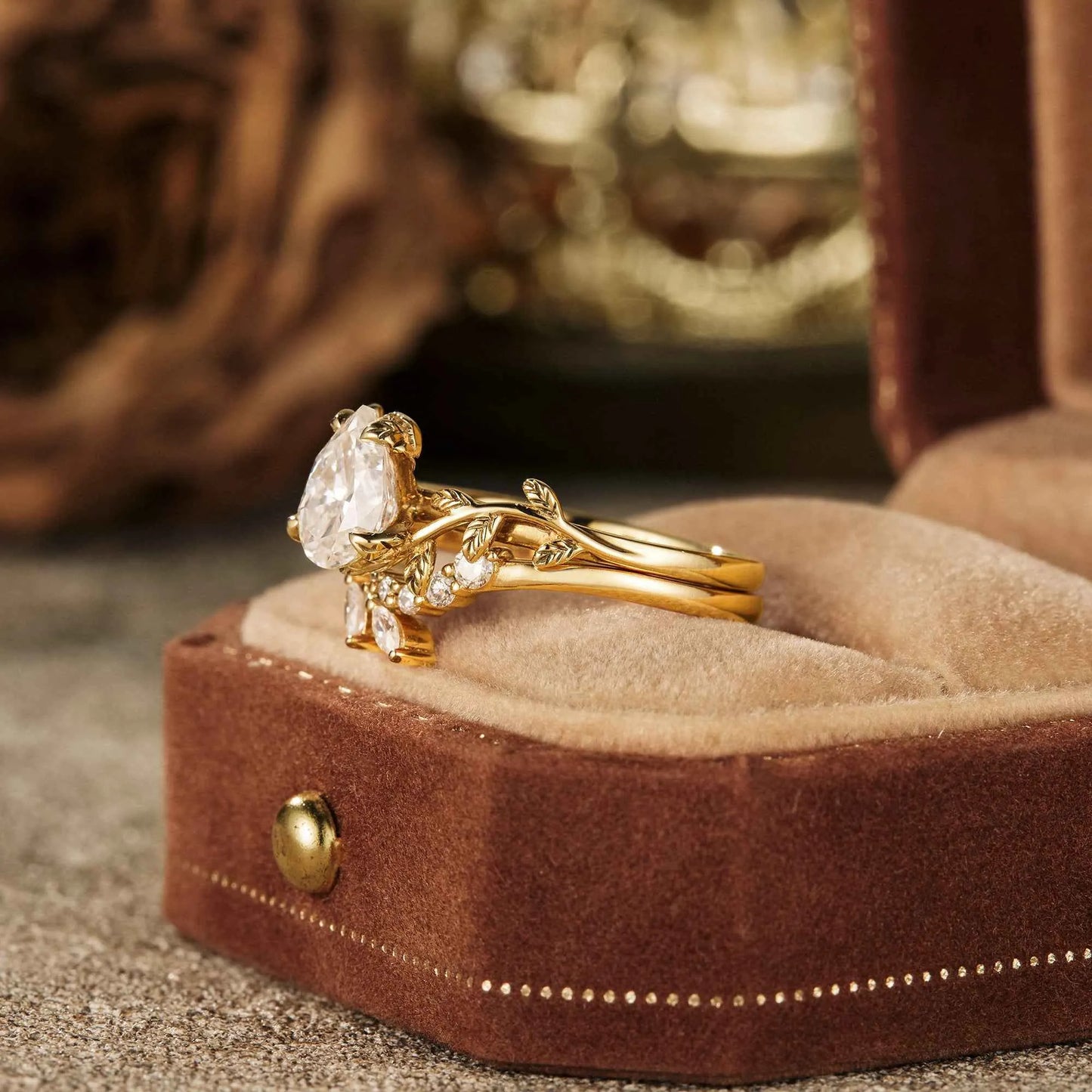 Moissanite Engagement Ring Set 2pcs