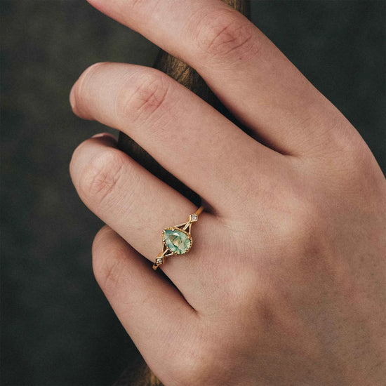 Moss Agate Engagement Ring