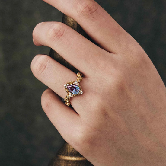 Pear Cut Alexandrite Twisted Engagement Ring