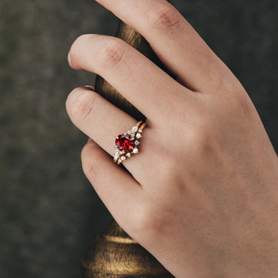 Genuine Nature Inspired Ruby Engagement Ring – Unique Stacking Ruby We –  NaturalGemsAtelier